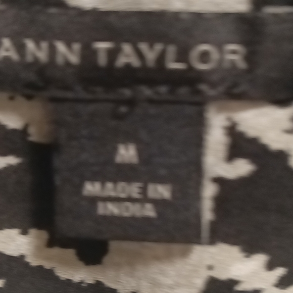 FINAL PRICE ANN TAYLOR black/white l/s houndstooth blouse w front pockets M - Picture 2 of 2